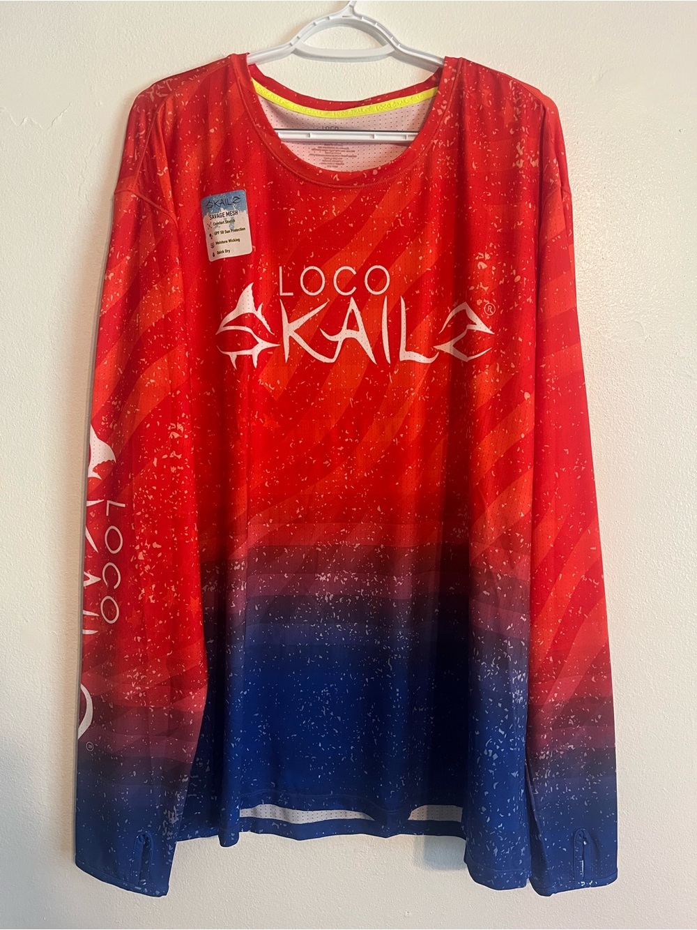 Loco SKAILZ Ombre Red to Blue Long-Sleeve Fishing Shirt